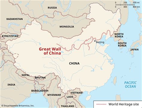 Illustration of Map With Great Wall Of China